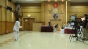 Ketua Umum (Ketum) Dharma Pertiwi bersama para pengurus Dharma Pertiwi Pusat melaksanakan senam bersama secara virtual dari kediamannya