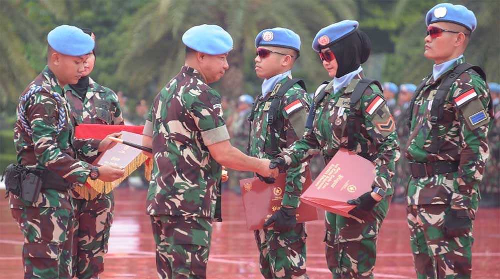 Panglima TNI Jenderal TNI Agus Subiyanto menjadi Inspektur Upacara Penyambutan “Peace Keepers Indonesia” Satgas Kontingen Garuda