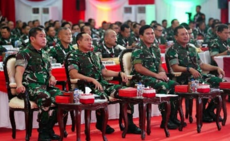 Panglima TNI Jenderal TNI Agus Subiyanto didampingi para Kepala Staf Angkatan, secara resmi membuka (Rapim) Rapat Pimpinan TNI